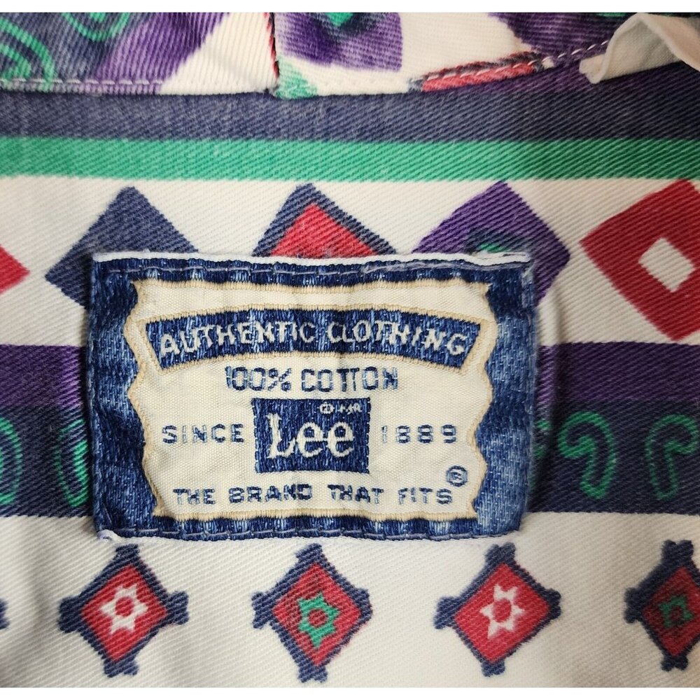 Lee Shirt Womens Extra Large Purple Striped Western Vintage Distressed Button up - Picture 3 of 9